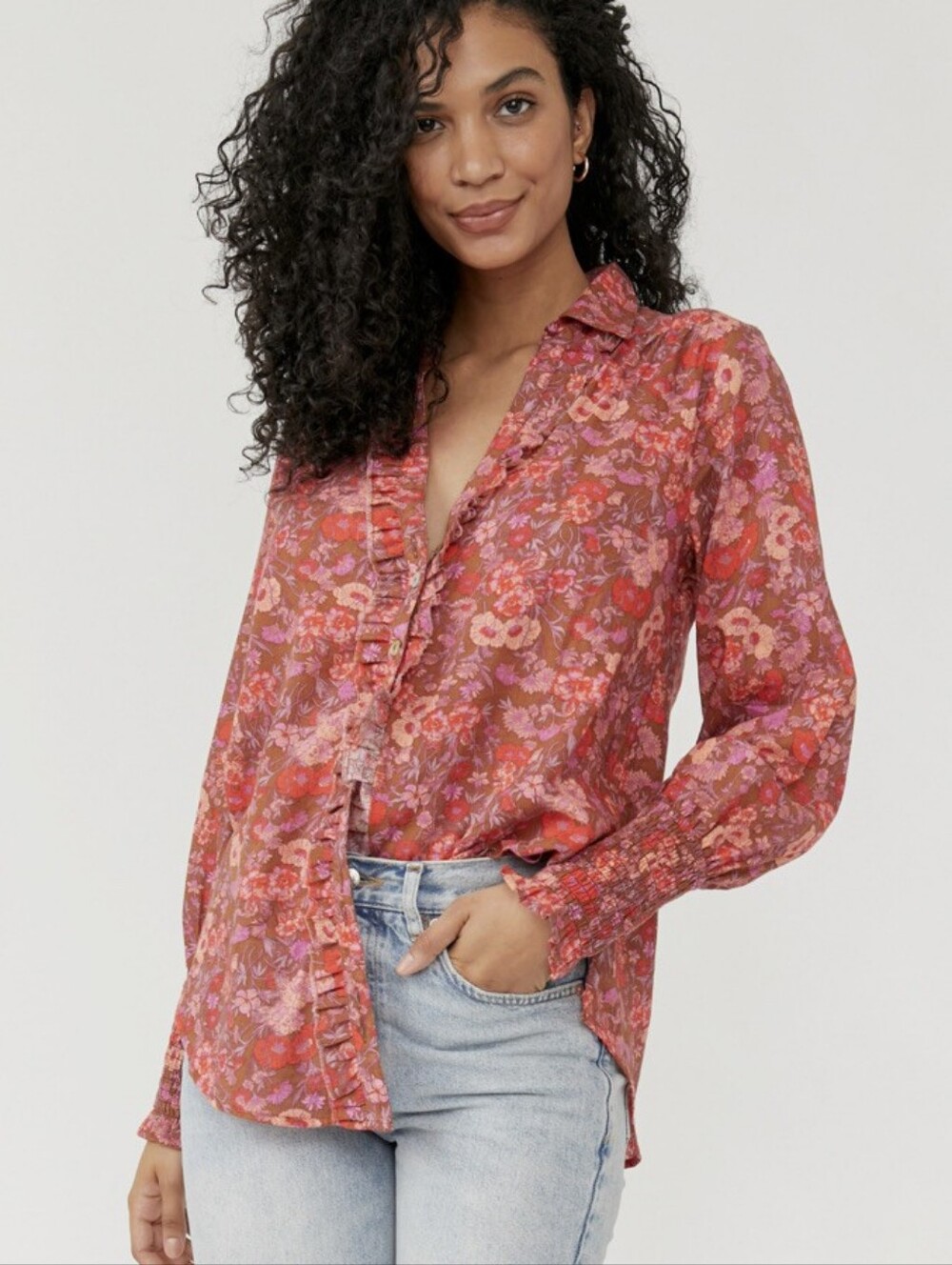 Free People Wild Gardenia Blouse Earth Combo